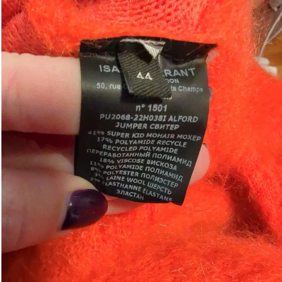 New Isabel Marant Cut Out Sweater Orange Mohair Trendy Influencer XL - Picture 3 of 13